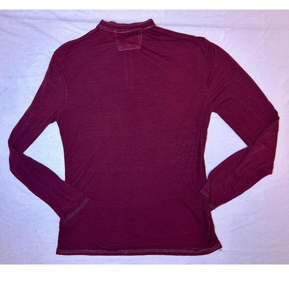 CJ Black Men's Long Sleeve Sheer 1/4 Button Henley Top Red Size Large - Picture 2 of 6